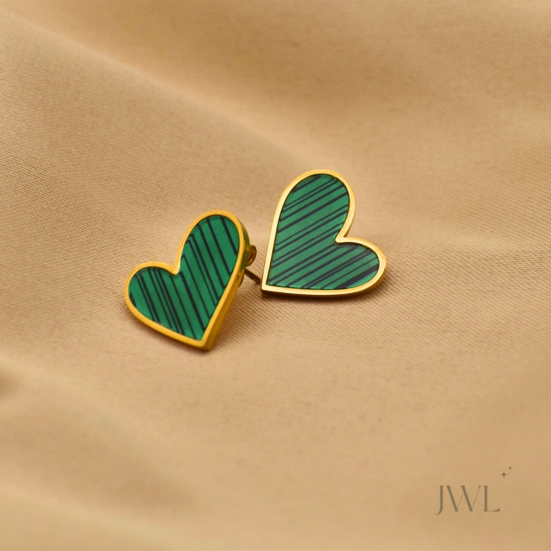 Emerald Heart Studs