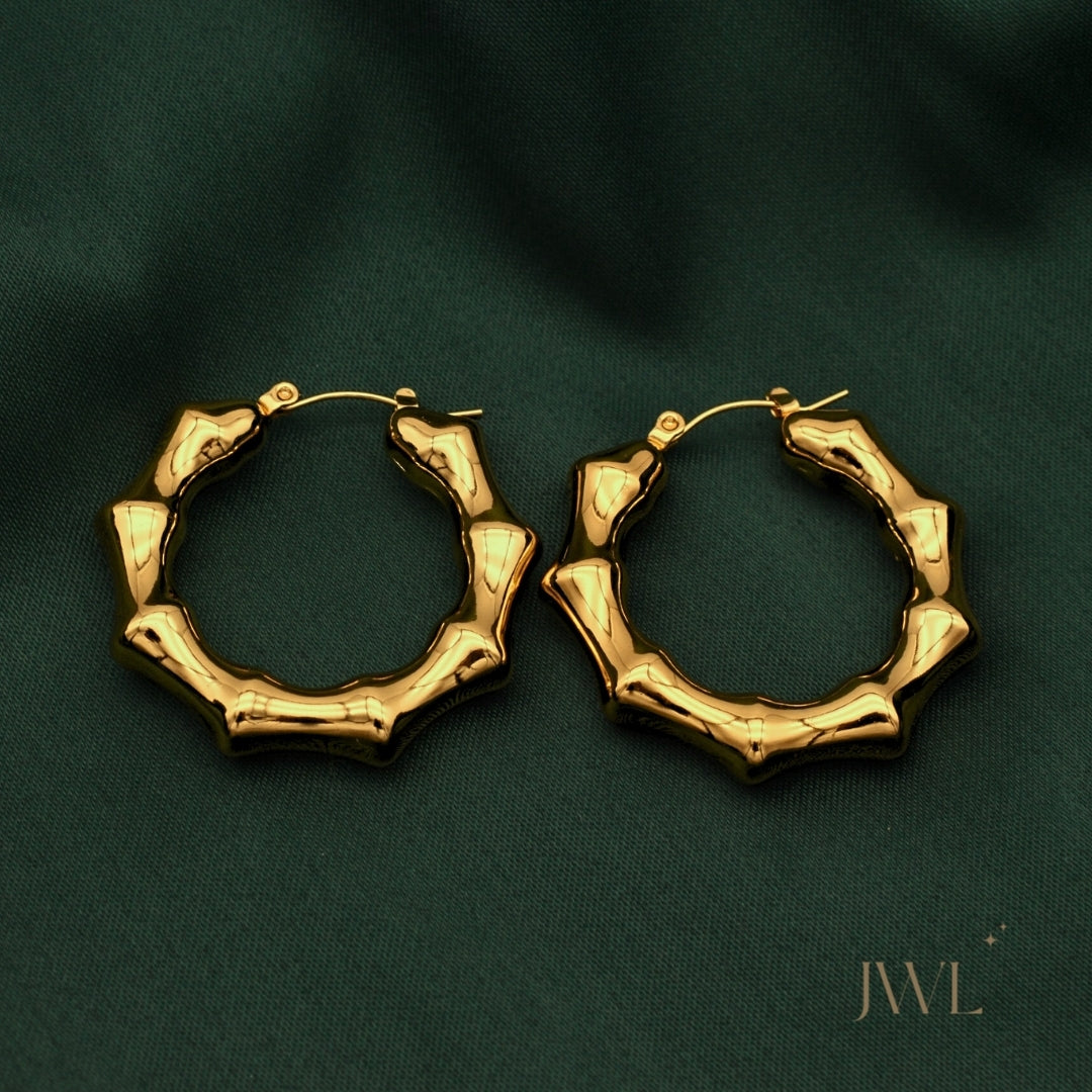 Golden Bamboo Hoops