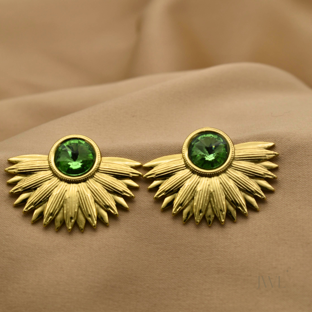 Emerald Sunburst Earrings