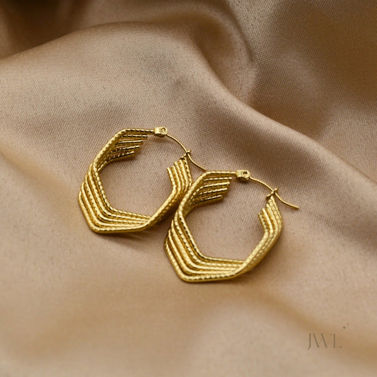 Golden Hexa Hoops