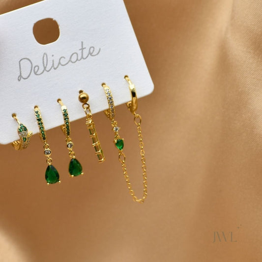 Emerald Elegance Earring Set