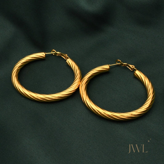 Golden Twirl Hoops